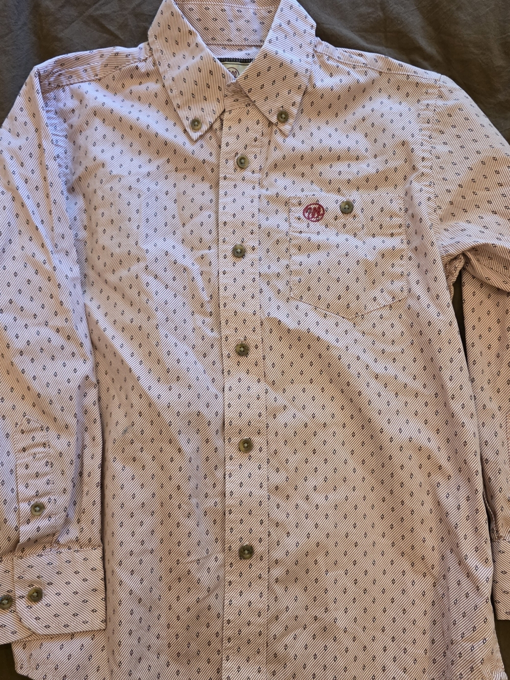 Wrangler Light Pink Button-Down Shirt with Micro Diamond Print